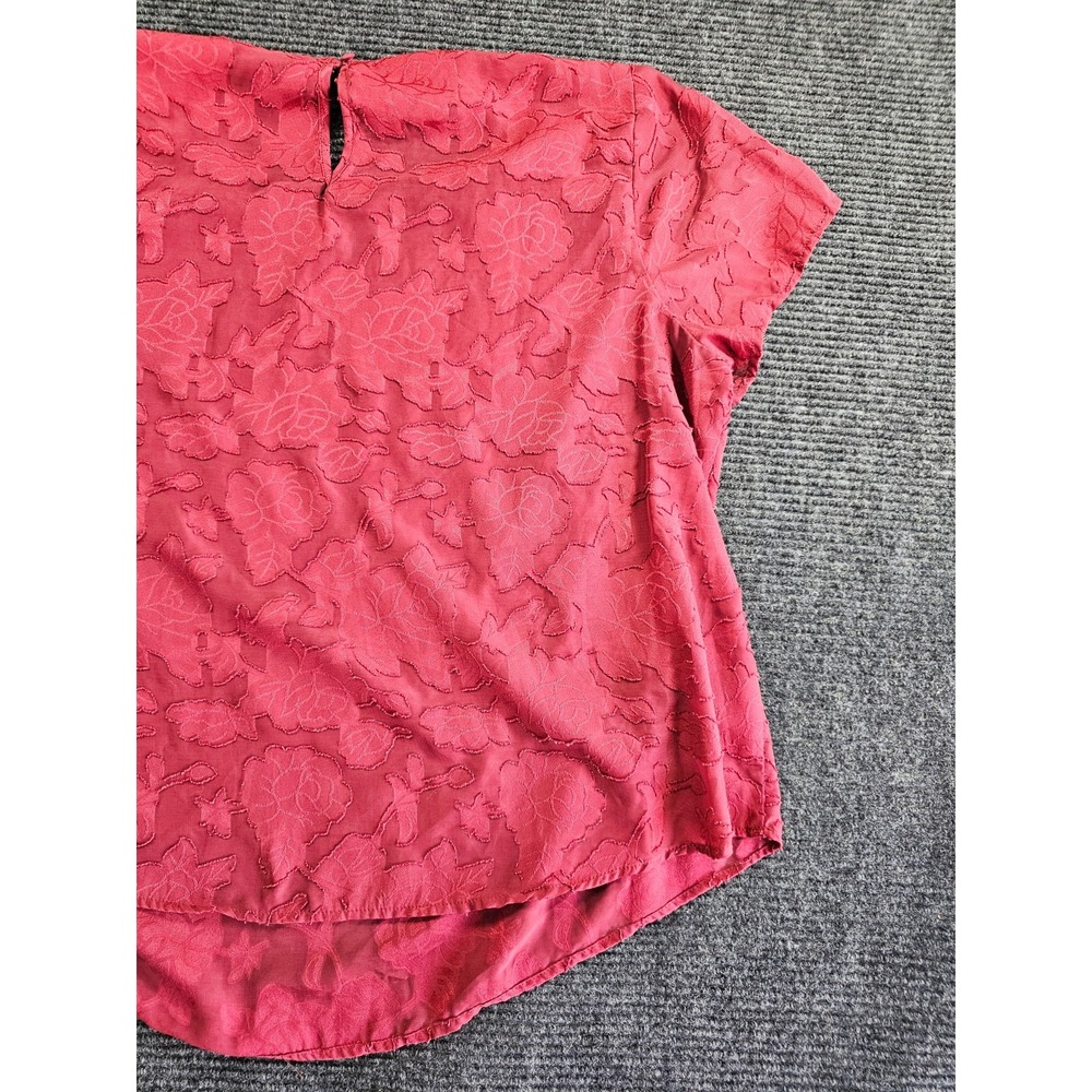 Torrid Blouse Top Womens 2 Maroon Sheer Floral Lace Overlay Keyhole Back Party - Picture 10 of 15